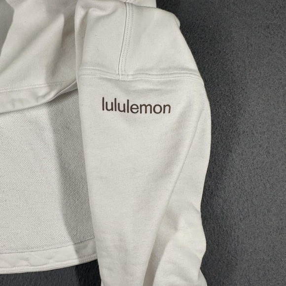 Lululemon New Ambition Cropped Hoodie Womens M* White Cropped Fleece Logo *Flaw - Picture 12 of 16